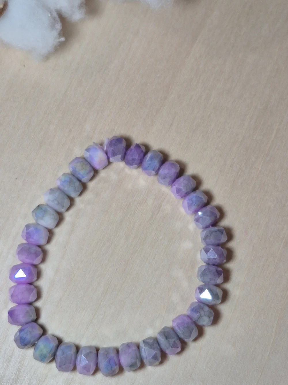 💜💚NEW💜💚 PRETTY!! Faceted MOSS AGATE WITH LAVENDAR QTZ Mix Stretch Bracelet